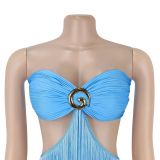 Solid Color Tassel Tube Top Dress BY-7741