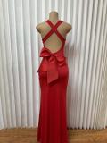Sexy Backless Bow Maxi Dress GADE-9801