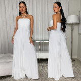 Sexy Halterneck Press Pleated Maxi Dress BY-7735