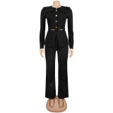 Long Sleeve Single Breasted Two Piece Pants Set BY-7605