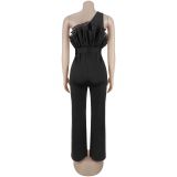 Mesh Single Shoulder Slim Jumpsuit BY-7765