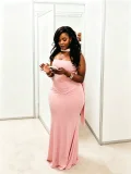 Solid Color Warp Chest Bandage Dress(With Scarf) GADE-10533