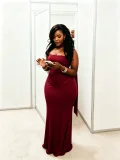 Solid Color Warp Chest Bandage Dress(With Scarf) GADE-10533