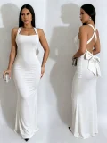 Sexy Backless Bow Maxi Dress GADE-9801
