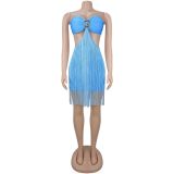 Solid Color Tassel Tube Top Dress BY-7741
