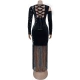 Long Sleeve Hot Dirll Holow Out Bandage Dress BY-7412