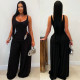 U Neck Solid Color Wide Leg Jumpsuit BY-7779