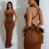 Sexy Backless Bow Maxi Dress GADE-9801