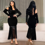 Long Sleeve Hot Dirll Holow Out Bandage Dress BY-7412