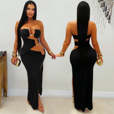 Solid Color Hollow Out Tube Top Dess BY-7760