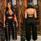 Hollow Out Solid Color Two Piece Pants Set BY-7712