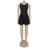 Sleeveless Solid Color Mini Dress BY-7720