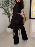 Solid Color Ruffles Two Piece Pants Set AIL-363