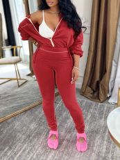 Casual Sport Long Sleeve Coat Two Piece Pants Set AIL-362
