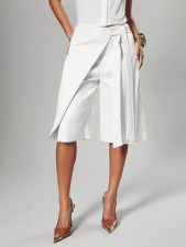 Solid Color Loose Wide Leg Fifth Pants CH-26200