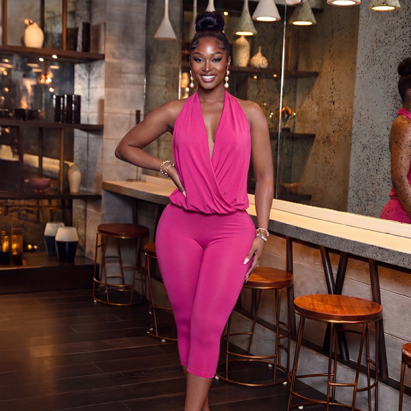 Deep V Neck Halterneck Seventh Jumpsuit MXBF-D26JP257