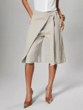 Solid Color Loose Wide Leg Fifth Pants CH-26200