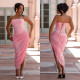 Off Shoulder Solid Color Ruched Long Dress BY-7729