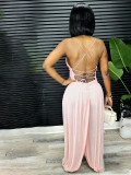 Solid Color Backless Sling Loose Jumpsuit BMF-904