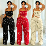 Polka Dot Print Tassel 3 Piece Pants Set BY-7695