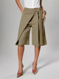 Solid Color Loose Wide Leg Fifth Pants CH-26200