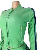Fleece Zipper Drawstring Shorts Two-Piece Shorts Set CH-26030