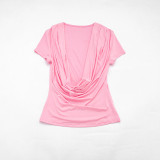 Solid Color Short Sleeve Tops Seventh Pants Suit MXBF-J26ST287