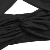 Solid Color Tie Up Two Piece Shorts Set BY-7673