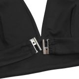 Hollow Out Solid Color Two Piece Pants Set BY-7712