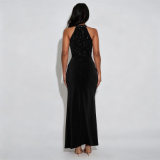 Sleeveless Hot Drill Split Maxi Dress BY-7706