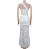 Lace Slash Shoulder Maxi Dress BY-7692