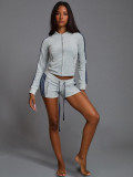 Fleece Zipper Drawstring Shorts Two-Piece Shorts Set CH-26030
