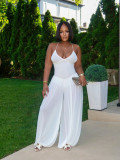 Solid Color Backless Sling Loose Jumpsuit BMF-904