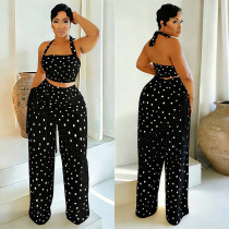 Polka Dot Print Tassel 3 Piece Pants Set BY-7695