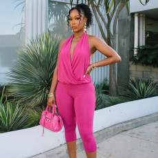 Deep V Neck Halterneck Seventh Jumpsuit MXBF-D26JP257