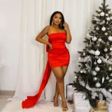 Off Shoulder Ruched Evening Dress QYMF-3095