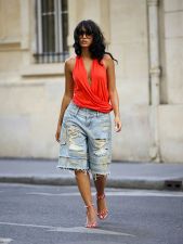 Plus Size Holes Denim Shorts GYLN-6686