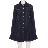 Single Breasted Long Sleeve Denim MIni Dress GPKJ-MR42902