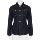 Long-Sleeve Single-Breasted Denim Shirt Jacket GPKJ-MR38868