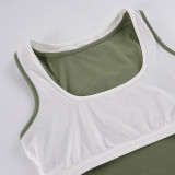 Contrast Color Tank Top+Seventh Pants Sport Suit  GPKJ-MR50549