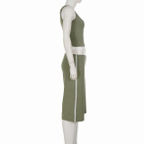 Contrast Color Tank Top+Seventh Pants Sport Suit  GPKJ-MR50549