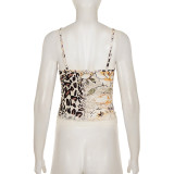 Lace Patchwork Leopard Print Tank Tops GPKJ-MR50045