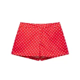 Polka Dot Print Long Sleeve Coat Two Piece Shorts Set GKYS-3110