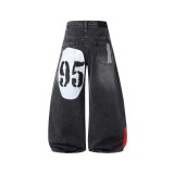 Plus Size Patterned Print Loose Wide Leg Jeans GYLN-3134
