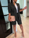 Polka Dot Print Blazer Coat Two Piece Shorts Set AIL-AL205