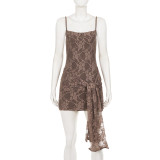 Lace Patchwork Sling Mini Dress GPKJ-MR50166
