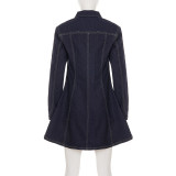 Single Breasted Long Sleeve Denim MIni Dress GPKJ-MR42902