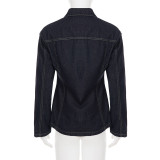 Long-Sleeve Single-Breasted Denim Shirt Jacket GPKJ-MR38868