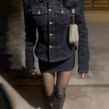 Long-Sleeve Single-Breasted Denim Shirt Jacket GPKJ-MR38868