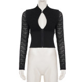 Long Sleeve Lace Patchwork Tops GPKJ-MR50704